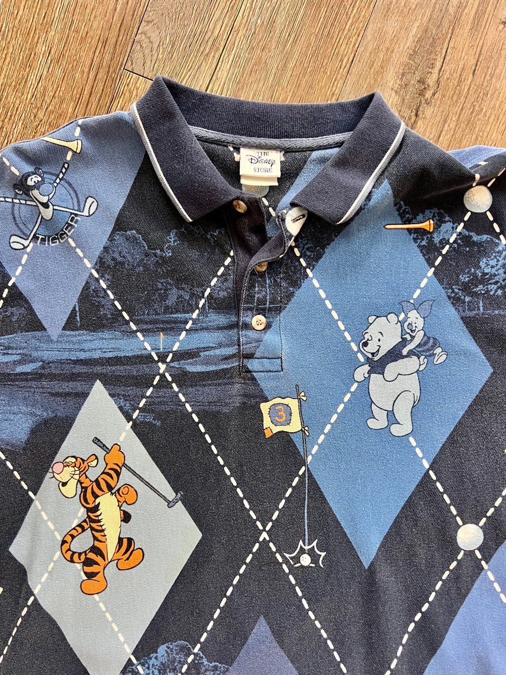1084 - Blue WTP Argyle Disney Store Golf Polo - XL