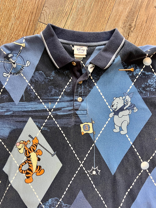 1084 - Blue WTP Argyle Disney Store Golf Polo - XL