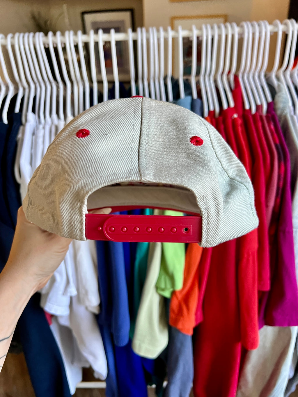 525 -Tan & Red Embroidered Piglet, Pooh, & Tigger Hat
