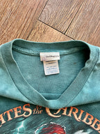 1086 -Teal Tie-Dye Pirates of the Caribbean Skeleton Sailor Steering Ship with Skull & Sword Shirt - 2XL