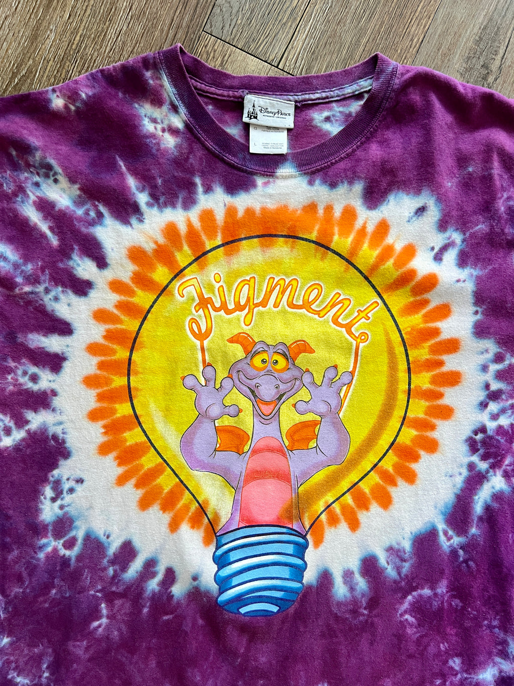 1088 -Purple Tie-Dye Figment Lightbulb Shirt - L