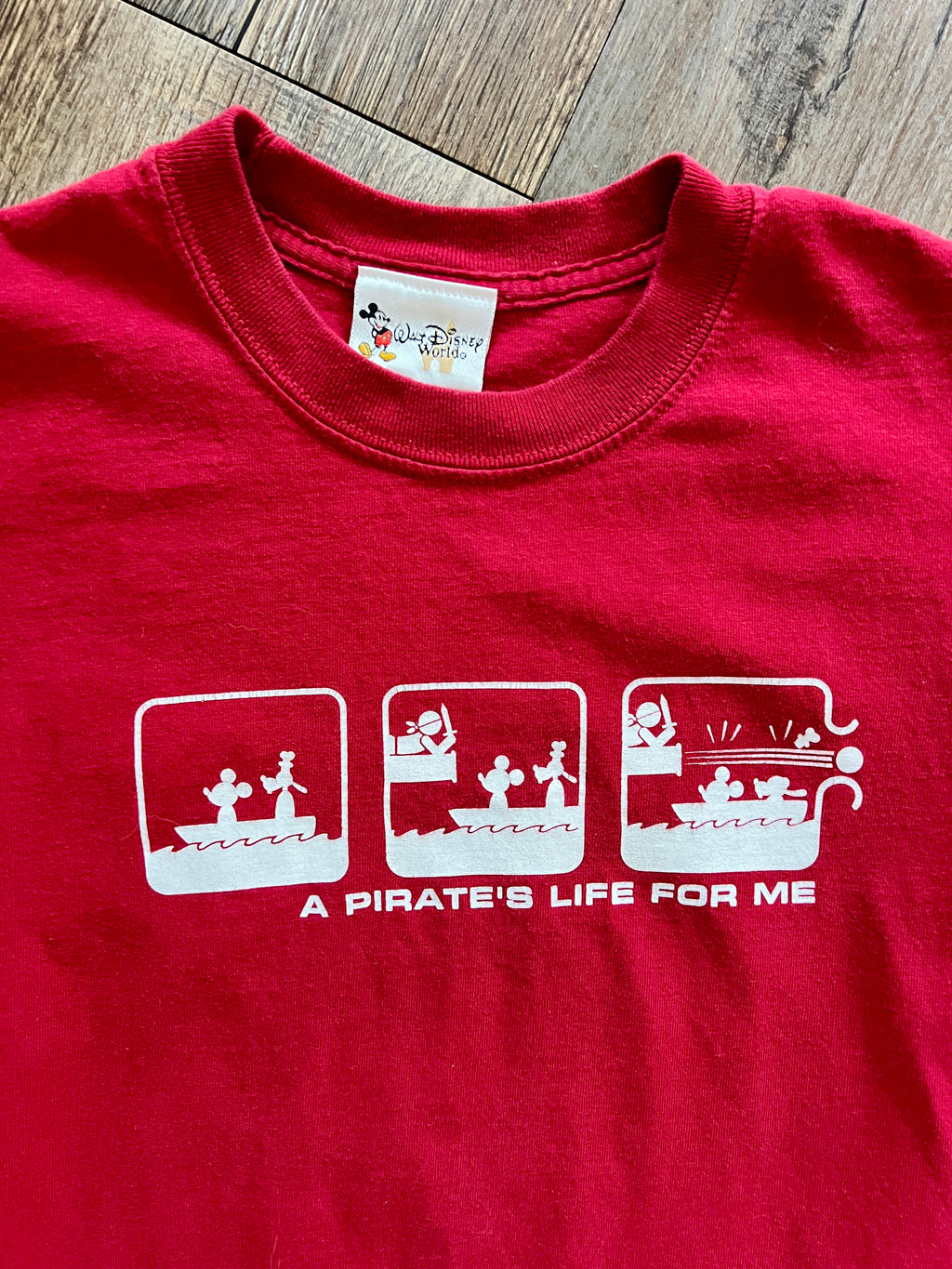 1076 -Red A Pirate's Life for Me Box Shirt - S
