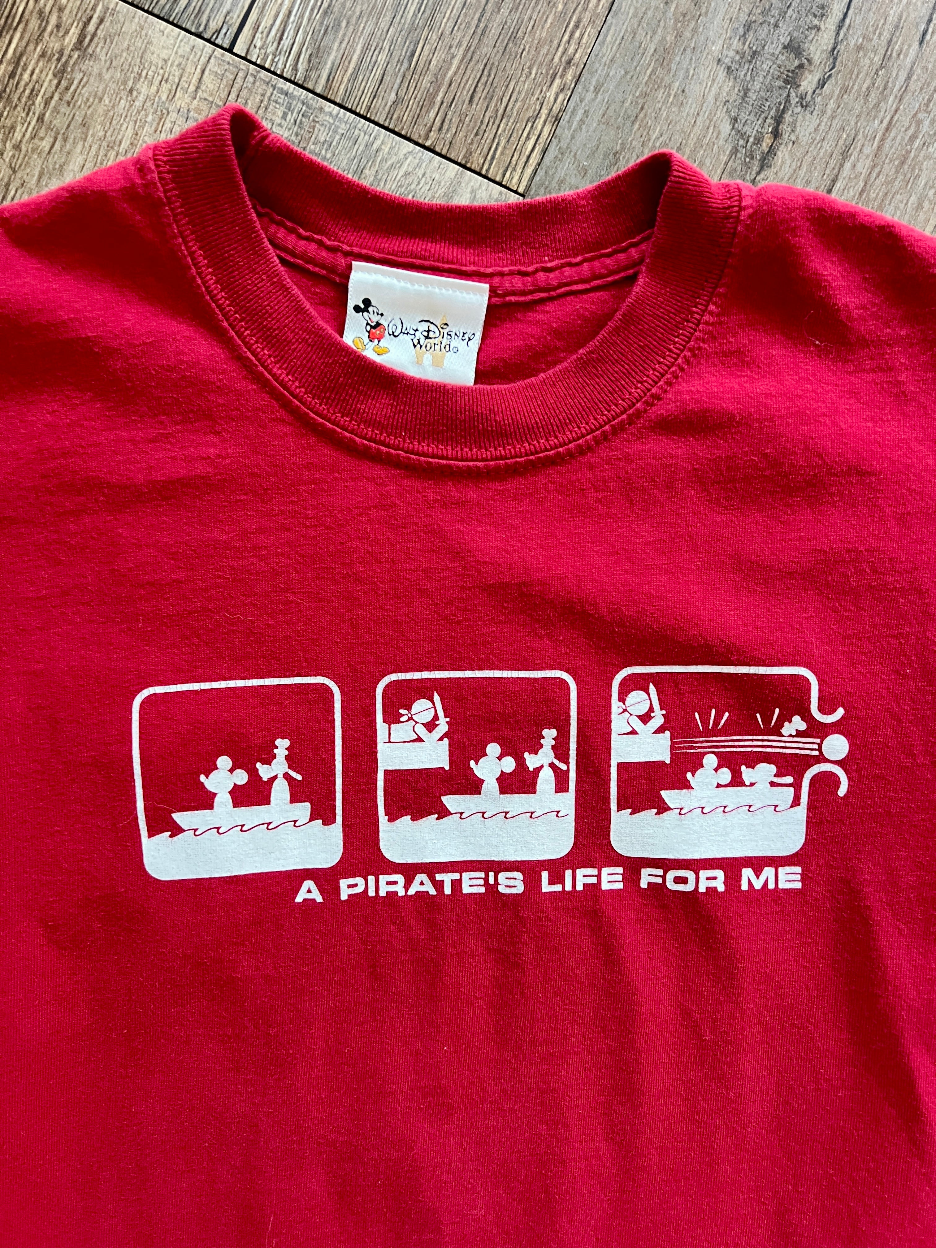 1076 -Red A Pirate's Life for Me Box Shirt - S