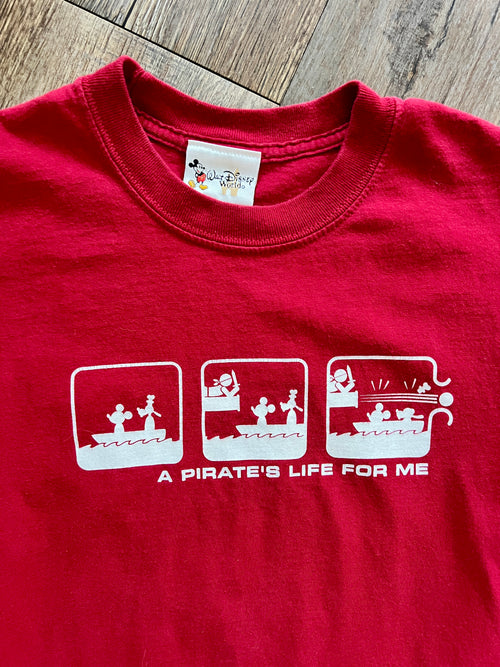 1076 -Red A Pirate's Life for Me Box Shirt - S
