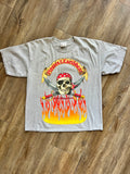 1089 -Grey Skull & Sword Flames Pirates of the Caribbean Shirt - XL