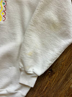 1090 -White Embroidered Caribbean Beach Crewneck