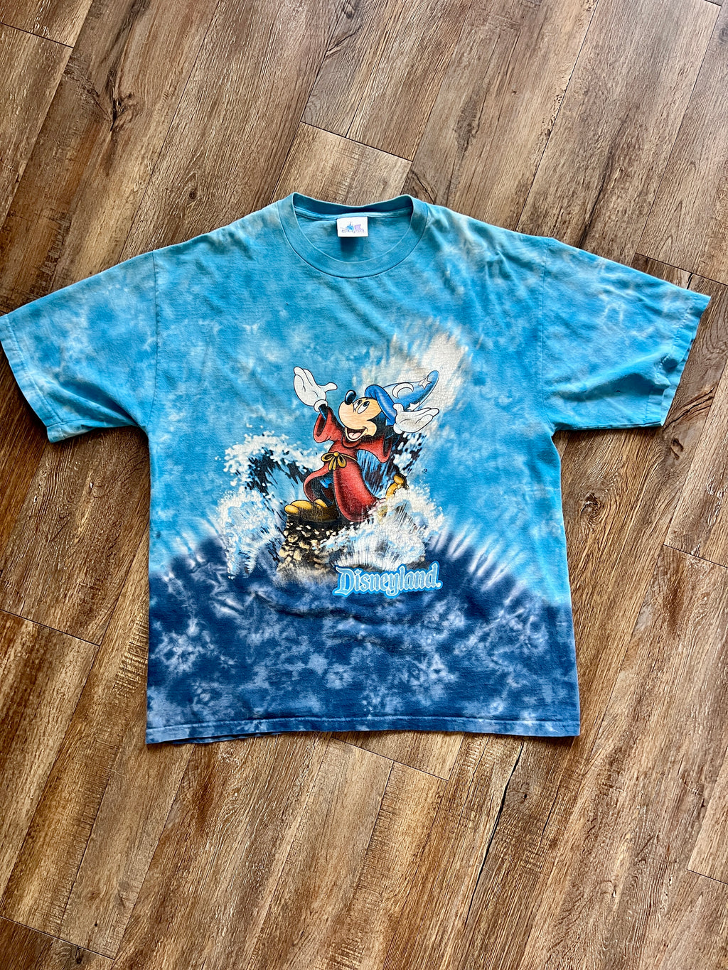 1065 -Blue Tie-Dye Sorcerer Mickey Disneyland Shirt - XL