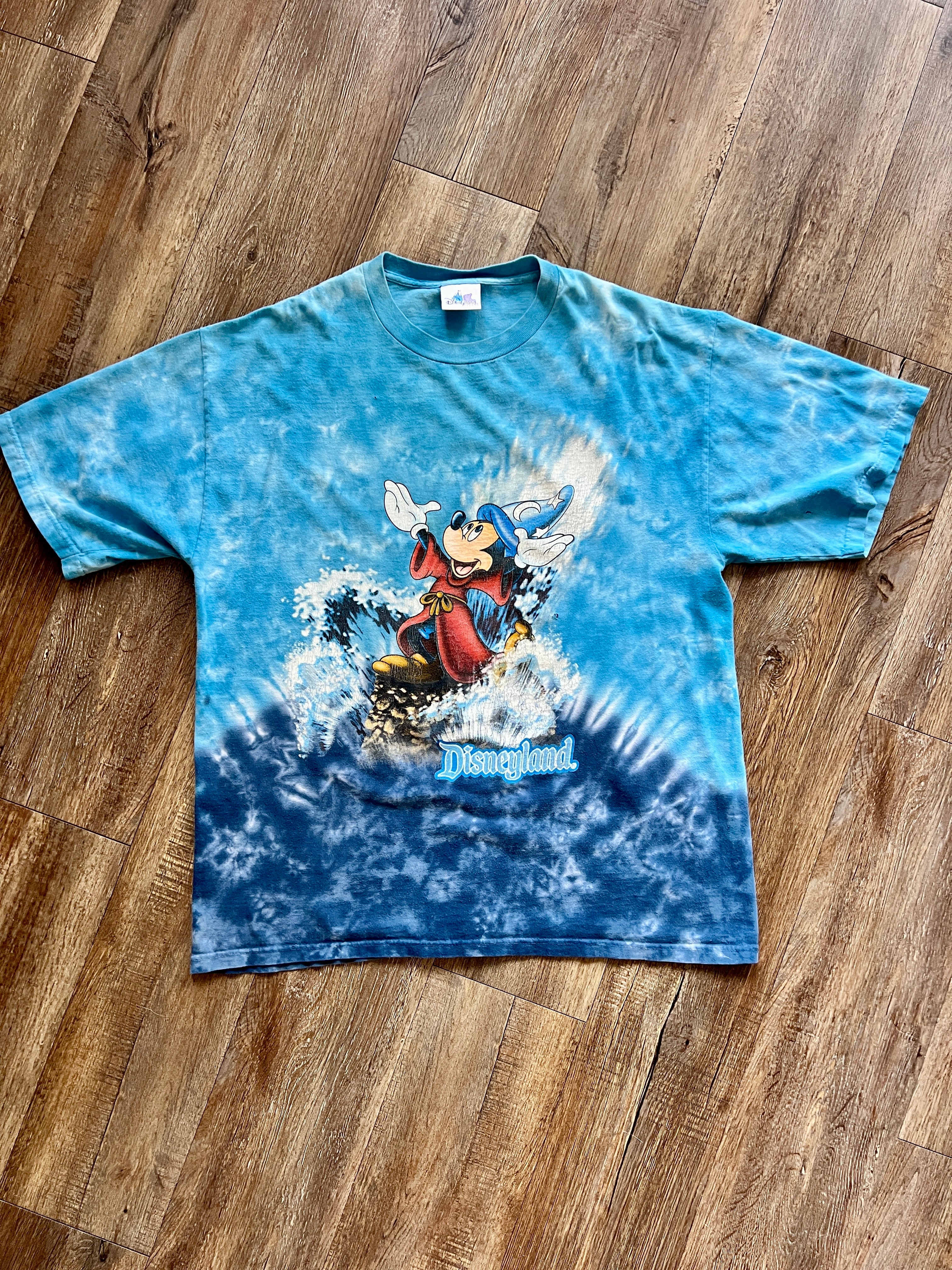 1065 -Blue Tie-Dye Sorcerer Mickey Disneyland Shirt - XL