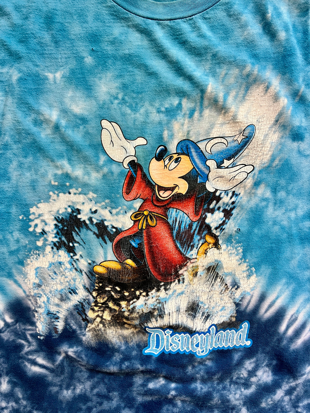 1065 -Blue Tie-Dye Sorcerer Mickey Disneyland Shirt - XL