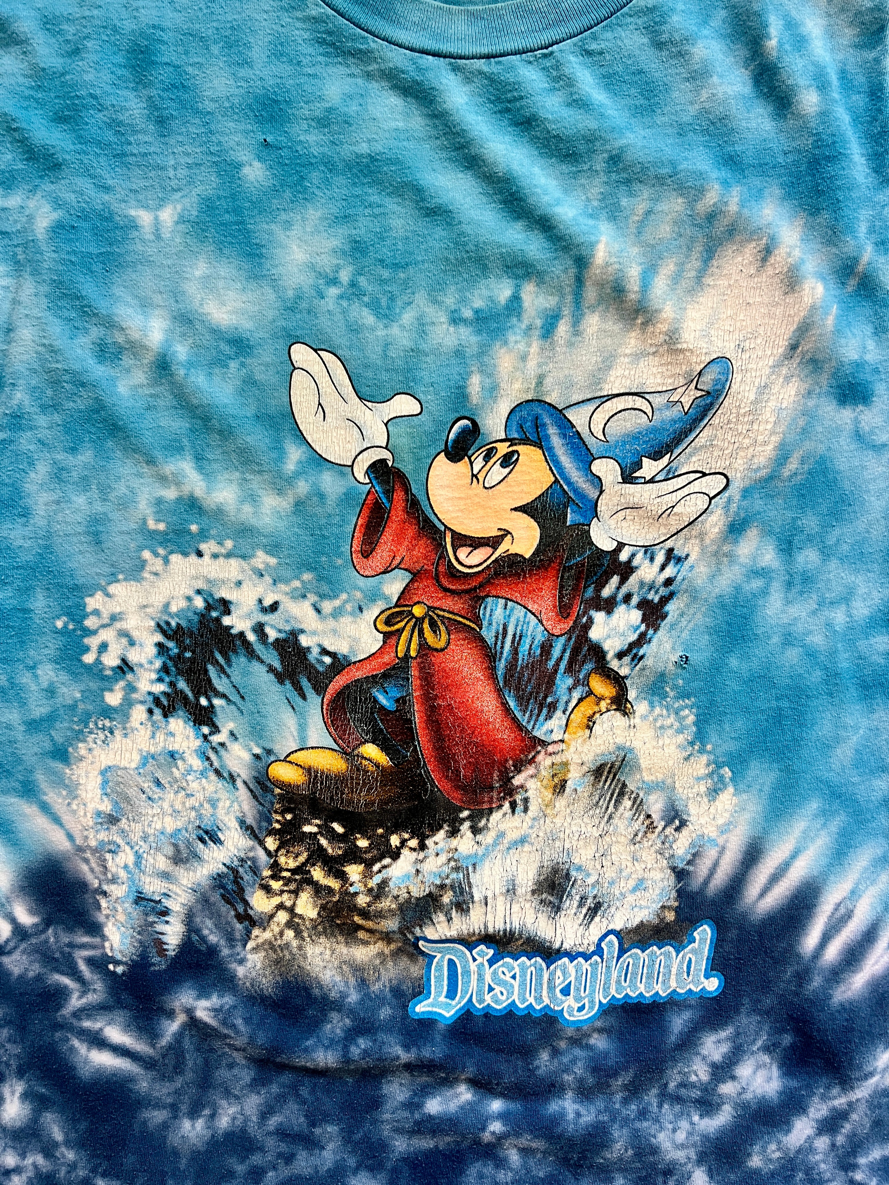 1065 -Blue Tie-Dye Sorcerer Mickey Disneyland Shirt - XL