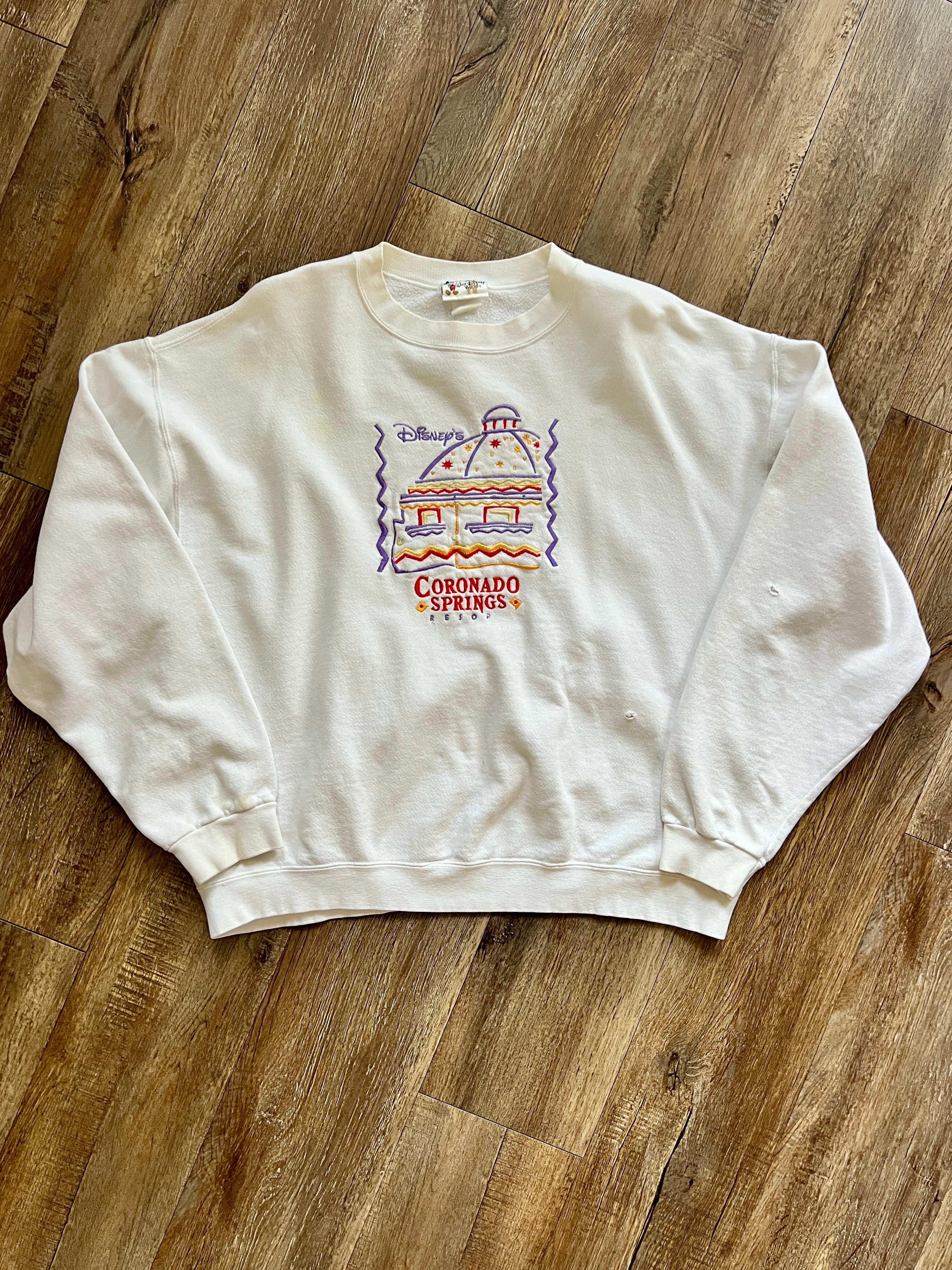 1091 -White Embroidered Coronado Springs Crewneck - XL