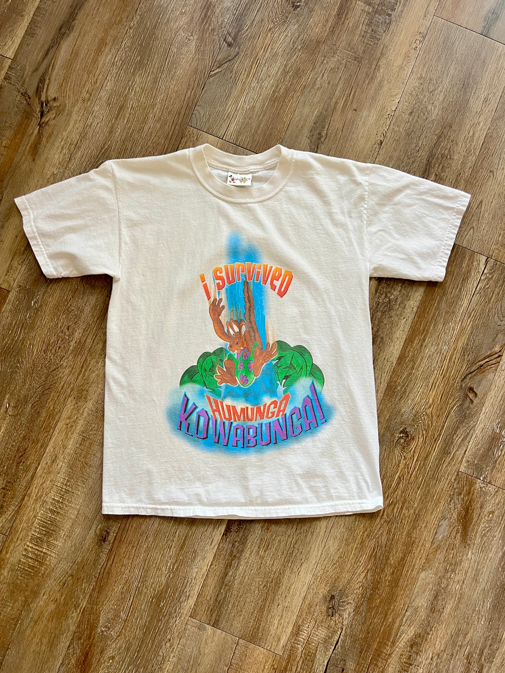 1074 -White I Survived Humunga Kowabunga Shirt - M