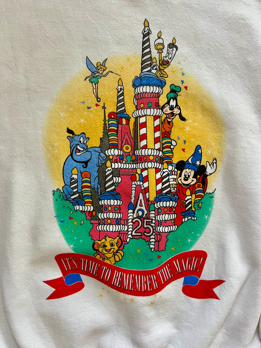 1066 -White 25th Anniversary Cake Castle Crewneck - L