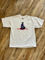 1097 -White Embroidered Sorcerer Mickey Hat WDW Shirt - XL