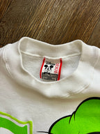1099 -White & Green Goofy Front & Back Hit Character Crewneck -L