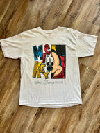 1101 -White & Red Split Face Mickey Character Shirt - XL