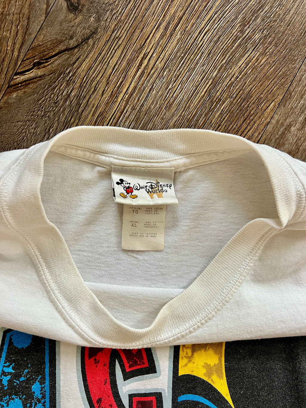 1101 -White & Red Split Face Mickey Character Shirt - XL