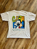 1102 -White & Green Goofy Split Face Character Shirt - L