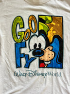 1102 -White & Green Goofy Split Face Character Shirt - L