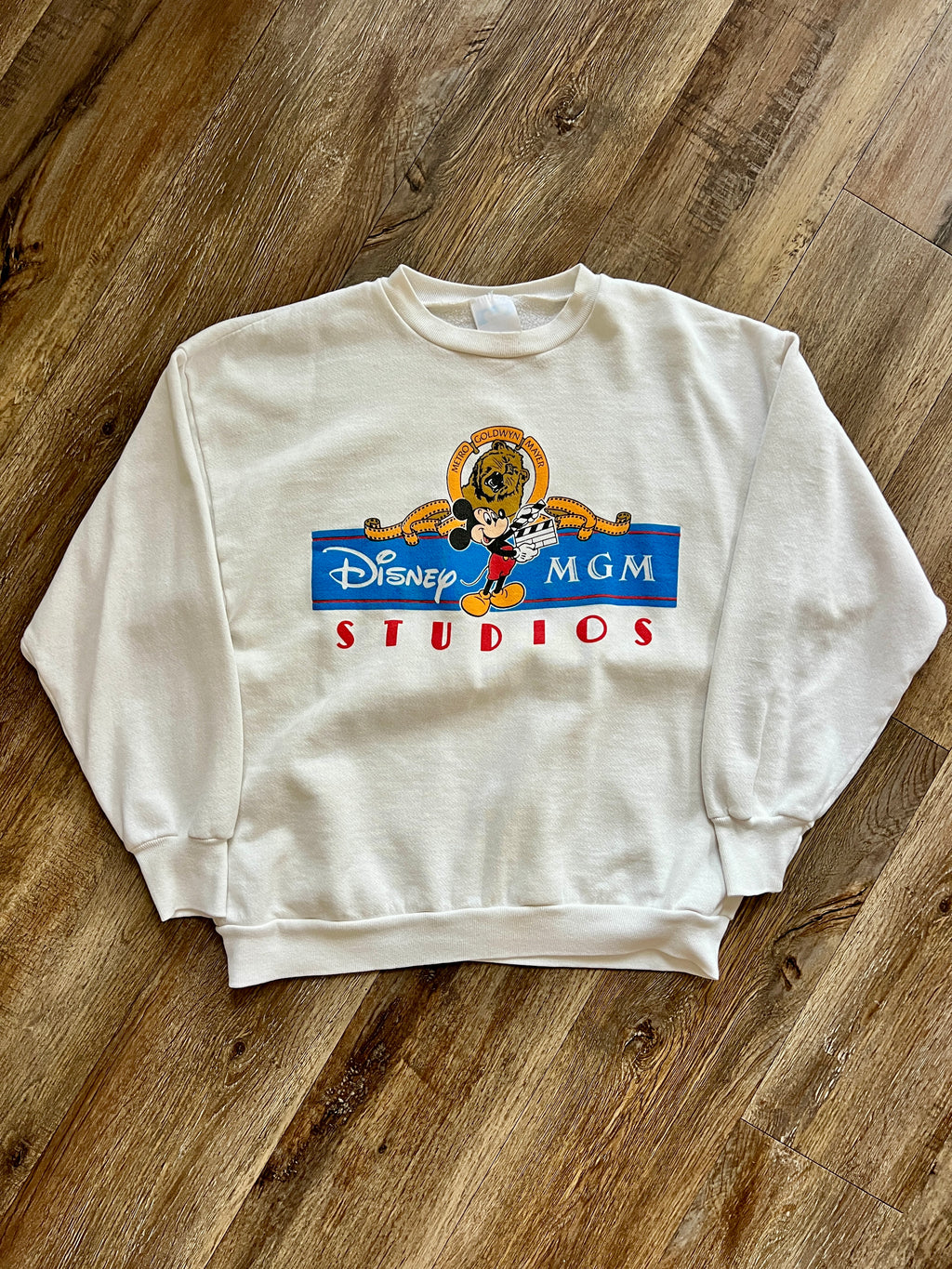 1107 -White MGM Studios Logo Mickey Crewneck