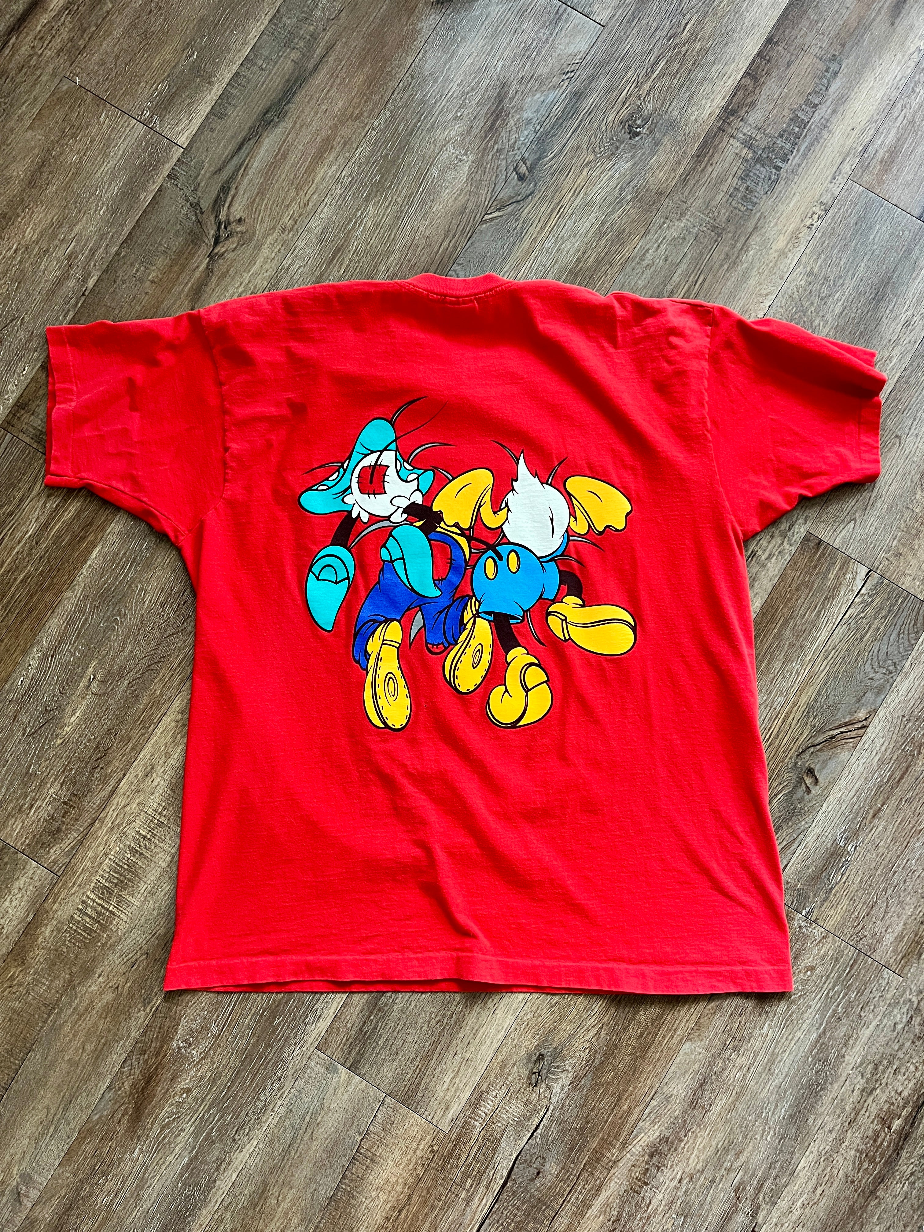 1109 -Red Mickey & Friends Popping Out Front & Back Hit Shirt - 3XL