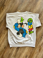 1118 -Grey Color Block Goofy Scratching Head Front & Back Hit Crewneck - L