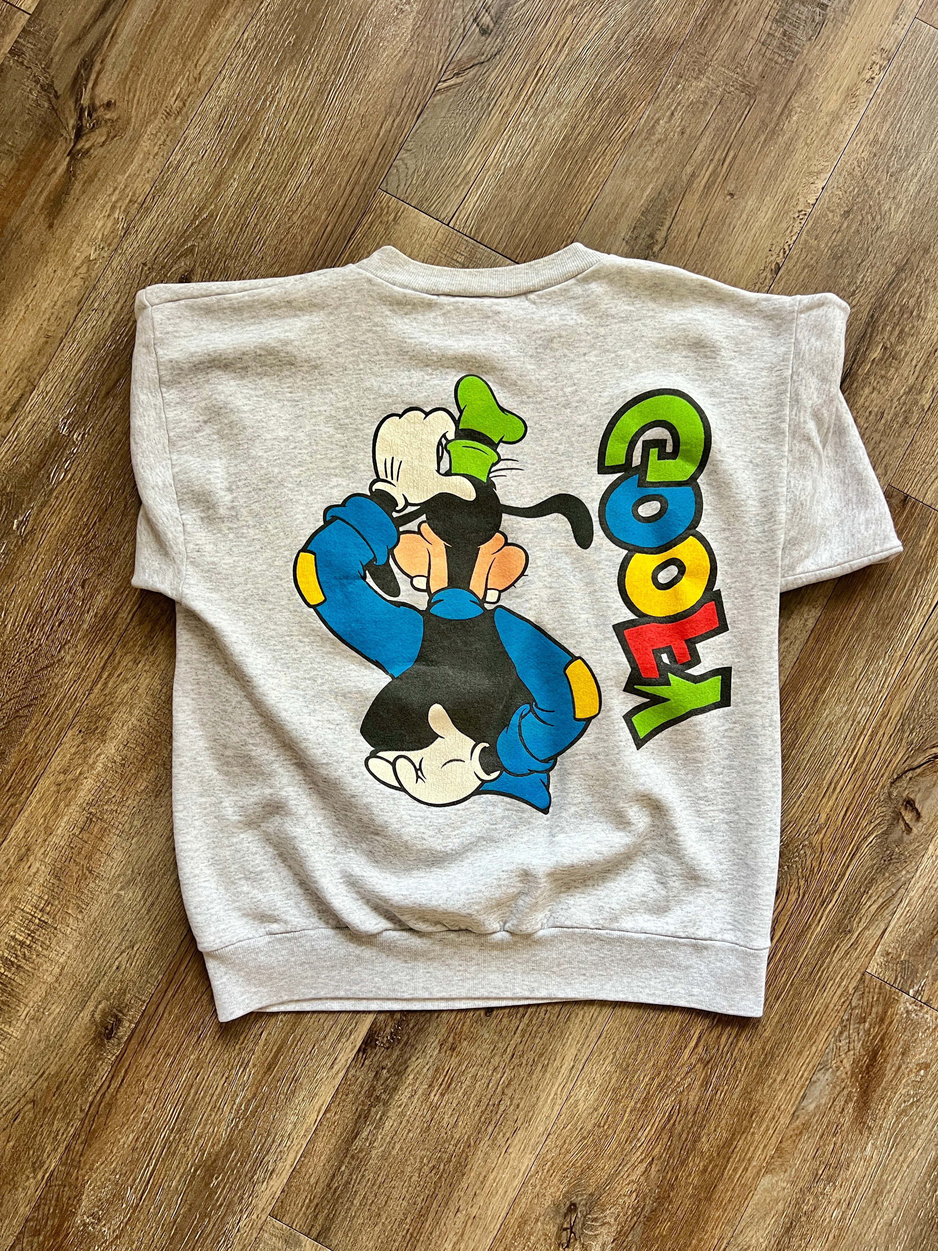 1118 -Grey Color Block Goofy Scratching Head Front & Back Hit Crewneck - L