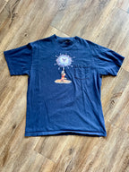 1119 -Navy Single Stitch Sorcerer Mickey The Disney Channel Pocket Shirt - XL