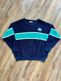 1120 -Navy & Teal Old Key West Knit Sweater Pullover - L