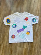 1127 -White EPCOT Center Mickey Passport Stamp Shirt - L