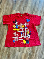 1129 -Red Mickey & Minnie Valentine's Crossword Shirt - XL