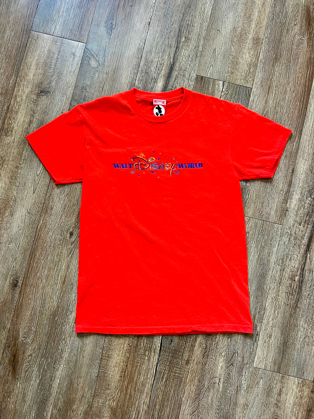 1384 - Red Embroidered WDW Confetti Logo Tee - S