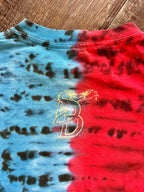 1385 - Red & Blue Tie-Dye Dueling Dragons Tee - NT / XL