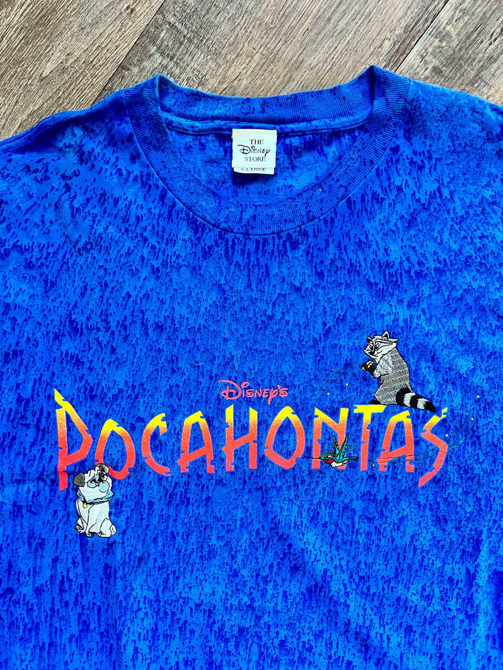 1386 - Blue Tie-Dye Embroidered Pocahontas Tee - XL