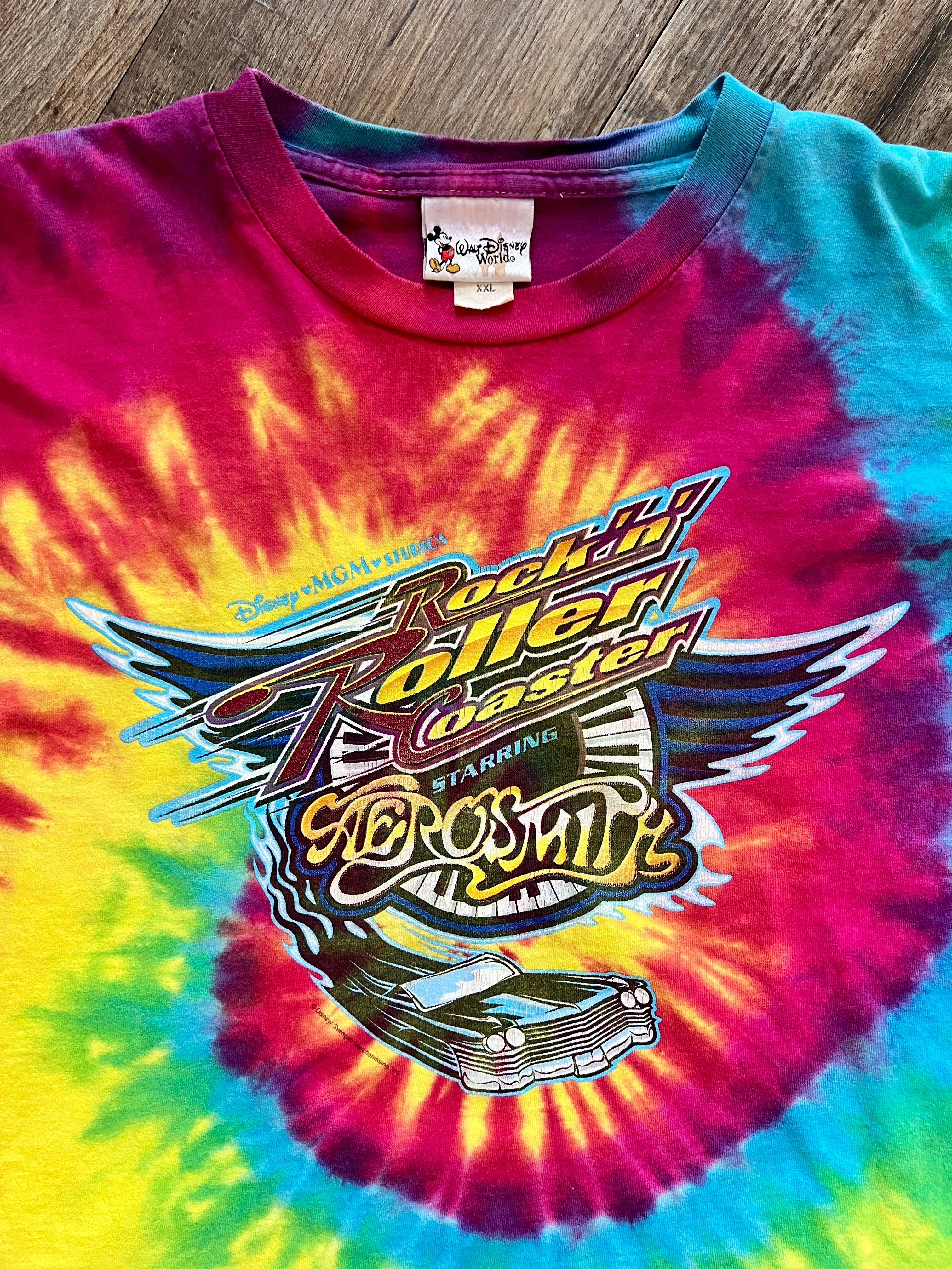 1387 - Rainbow Tie-Dye MGM Studios Rock'n'Roller Coaster Long Sleeve - 2XL