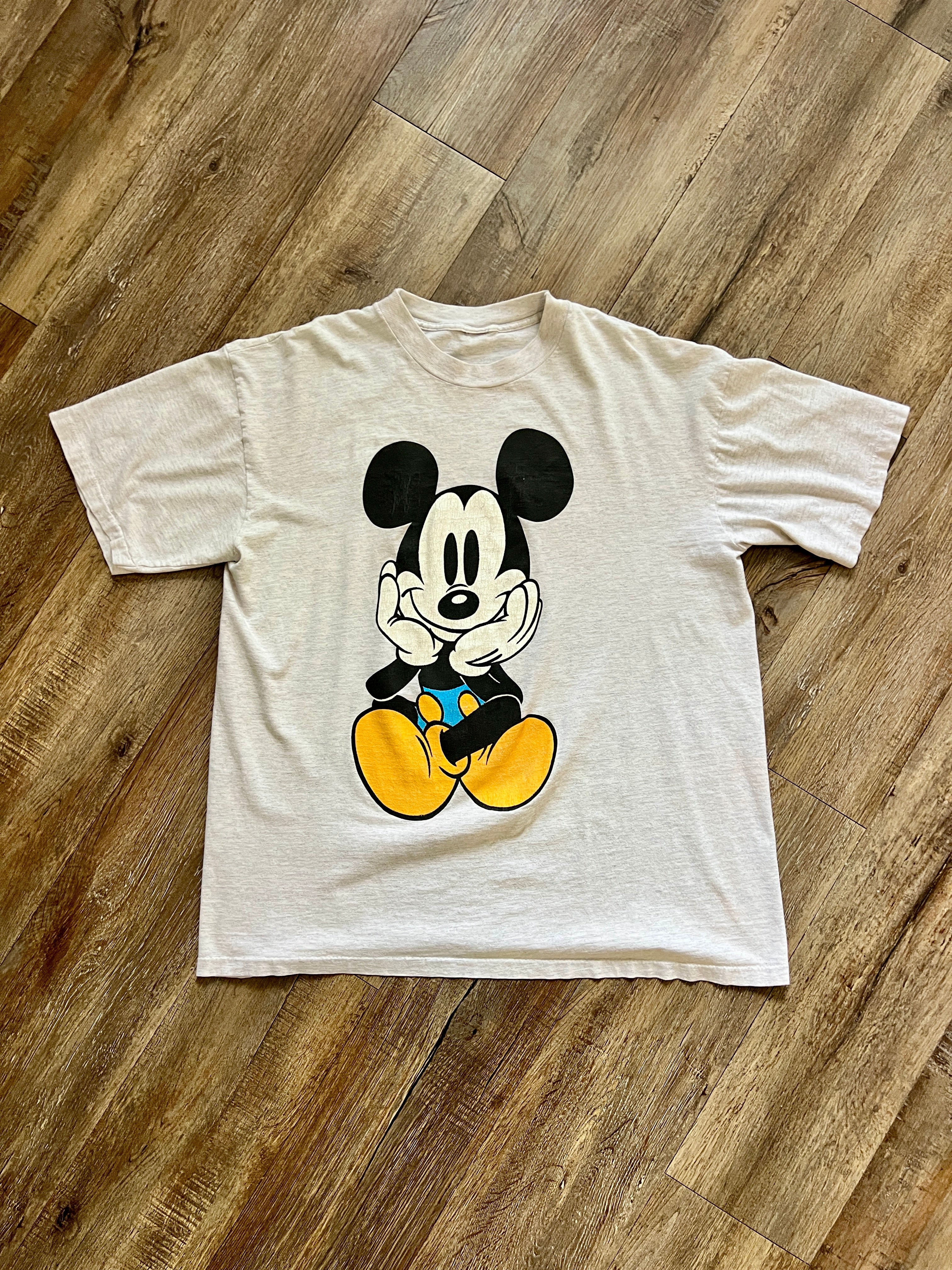 1392 - Heather Grey Classic Sitting Mickey Front & Back Hit Tee - NT / XL