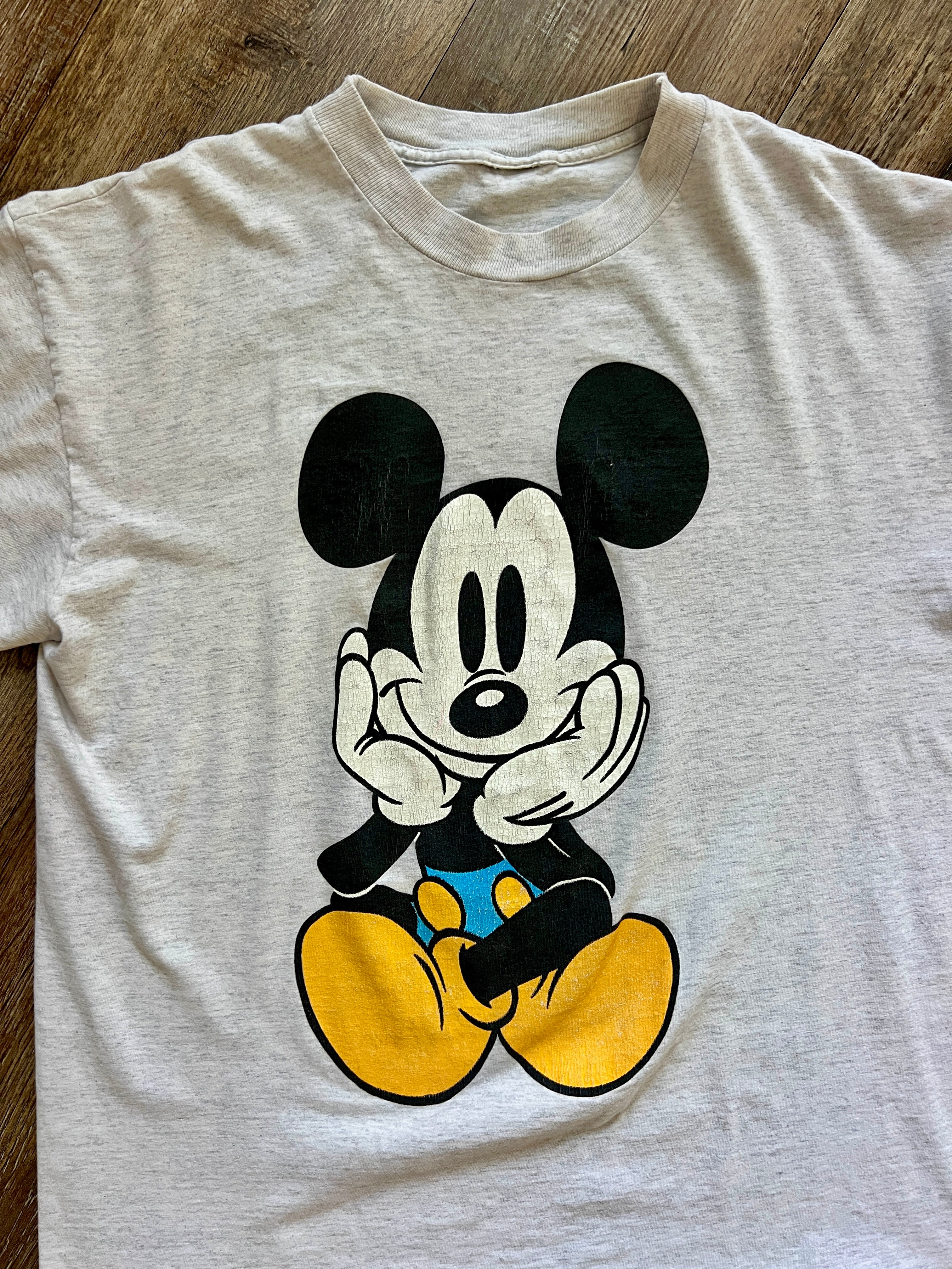 1392 - Heather Grey Classic Sitting Mickey Front & Back Hit Tee - NT / XL
