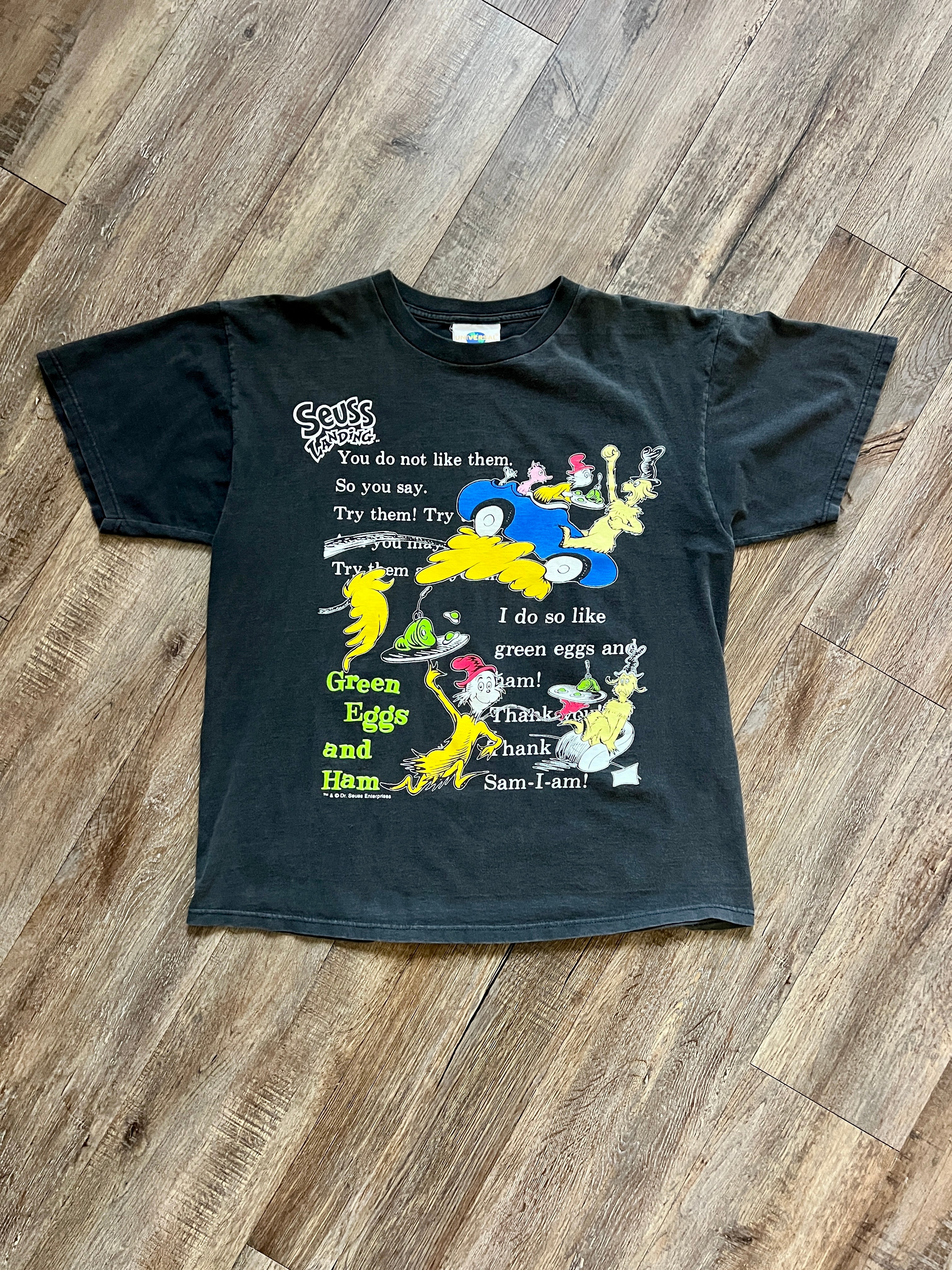 1394 - Black Dr. Suess Green Eggs & Ham Front & Back Tee - NT / XL