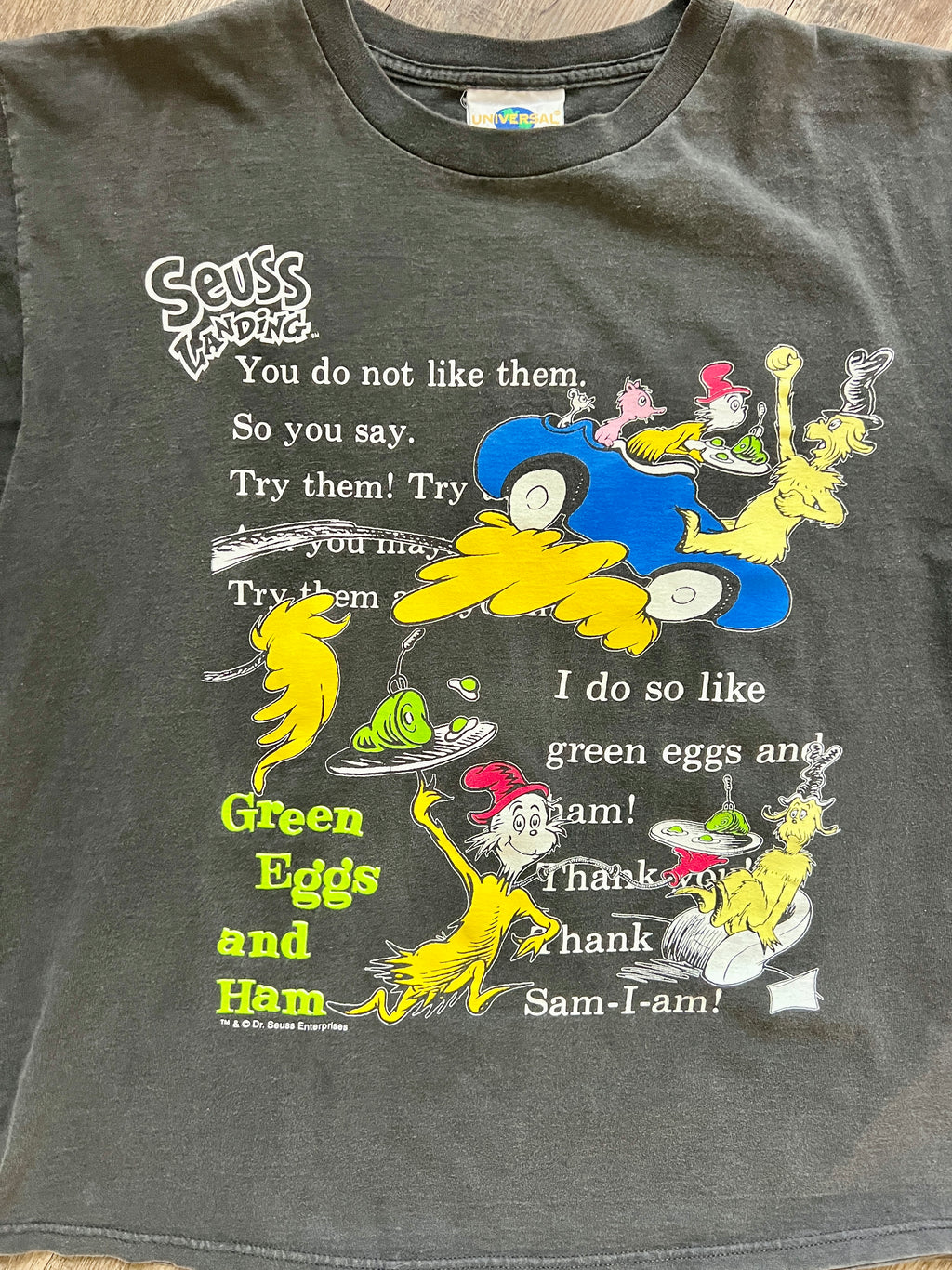 1394 - Black Dr. Suess Green Eggs & Ham Front & Back Tee - NT / XL