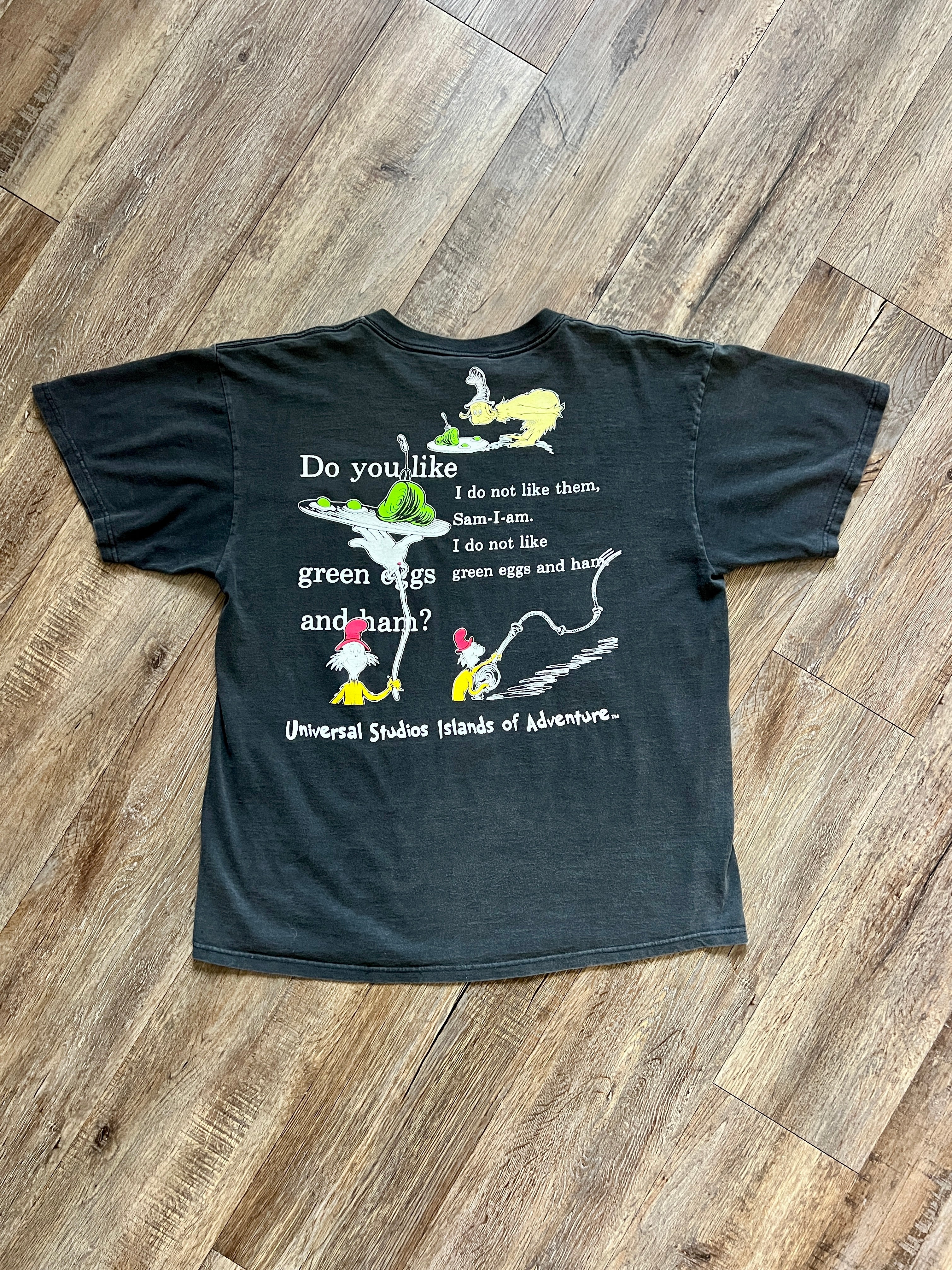 1394 - Black Dr. Suess Green Eggs & Ham Front & Back Tee - NT / XL