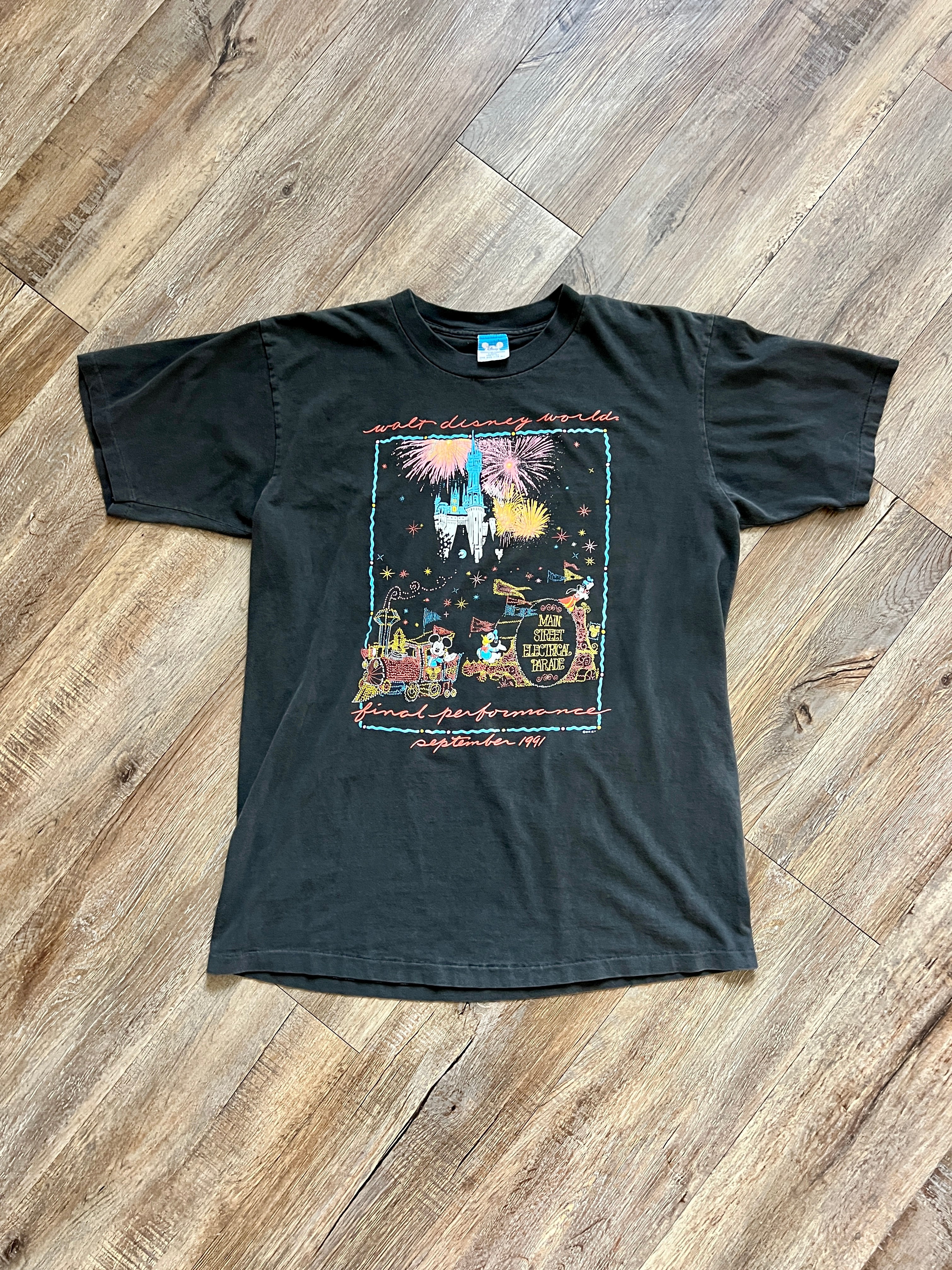 1396 - Black 1991 WDW Main Street Electrical Parade Final Performance Tee - OSFA