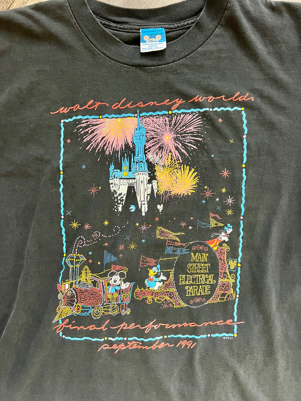 1396 - Black 1991 WDW Main Street Electrical Parade Final Performance Tee - OSFA
