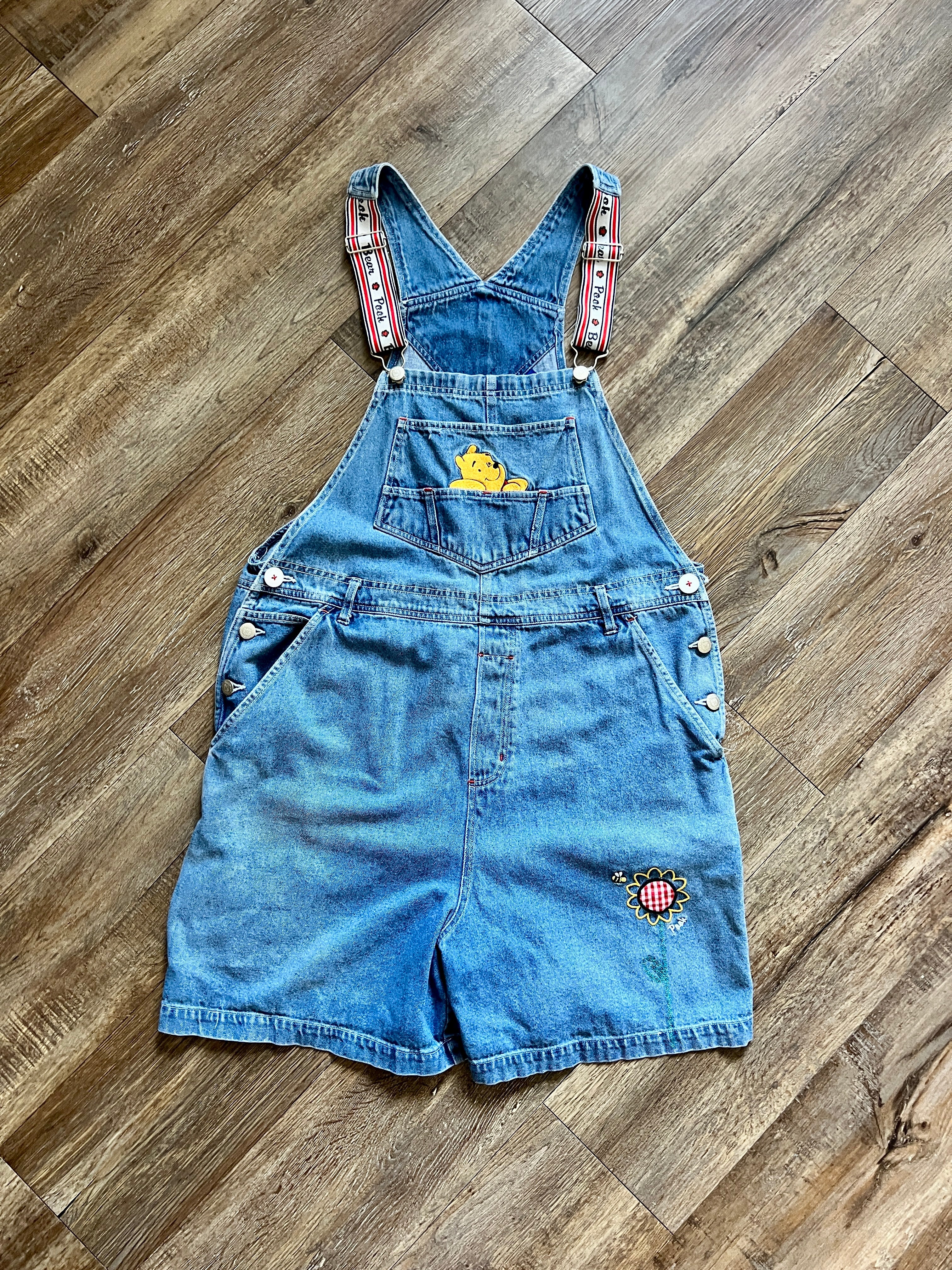 1397 - Denim Embroidered Winnie the Pooh Overalls - XL