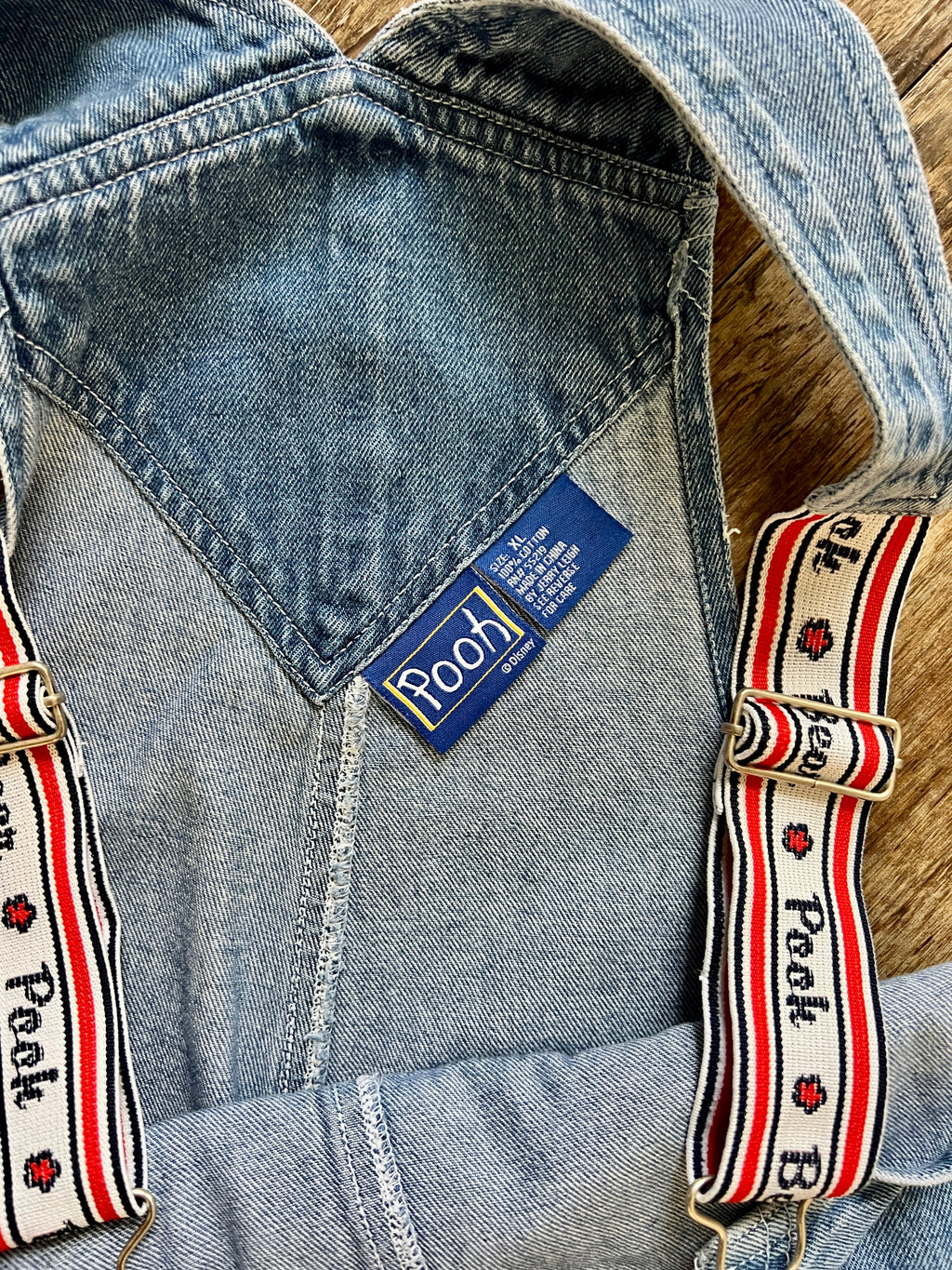 1397 - Denim Embroidered Winnie the Pooh Overalls - XL