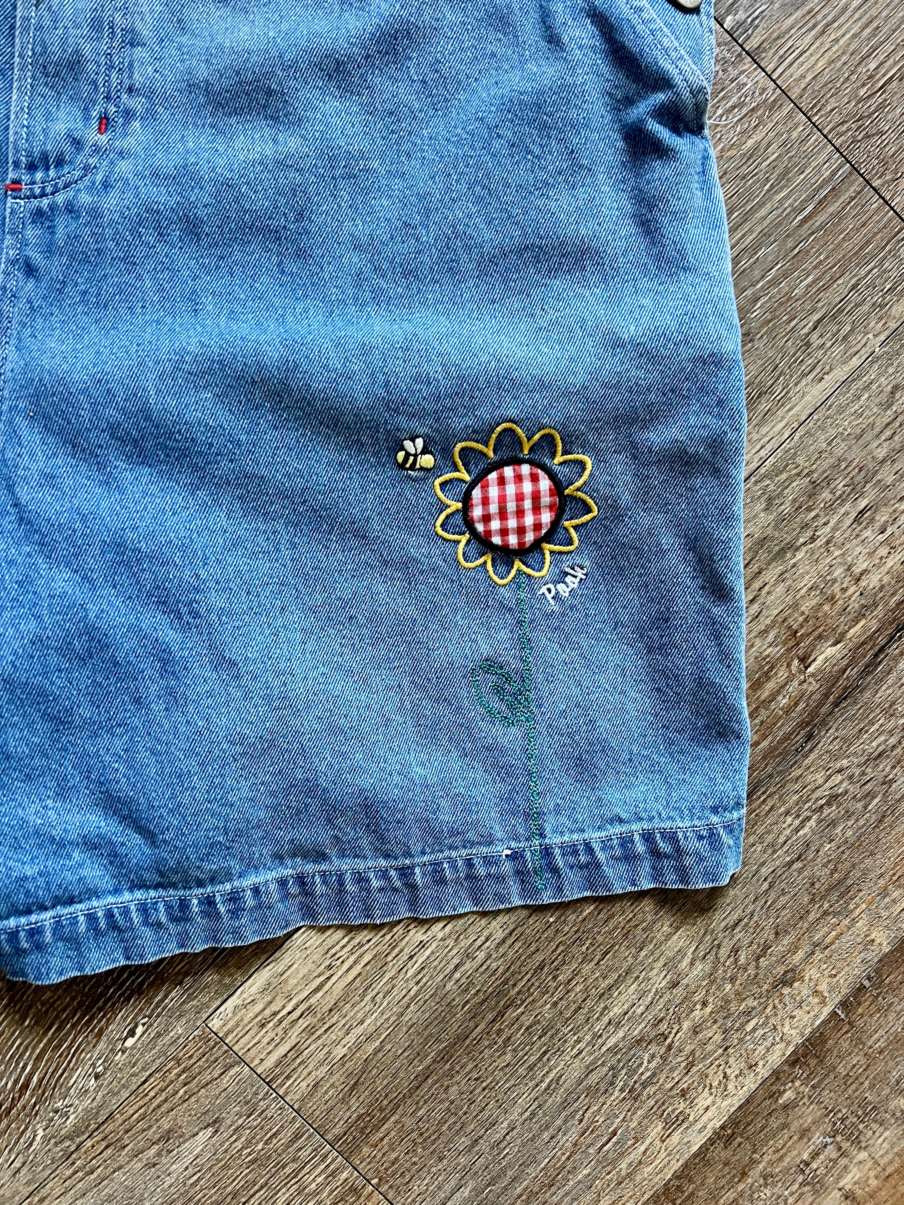 1397 - Denim Embroidered Winnie the Pooh Overalls - XL