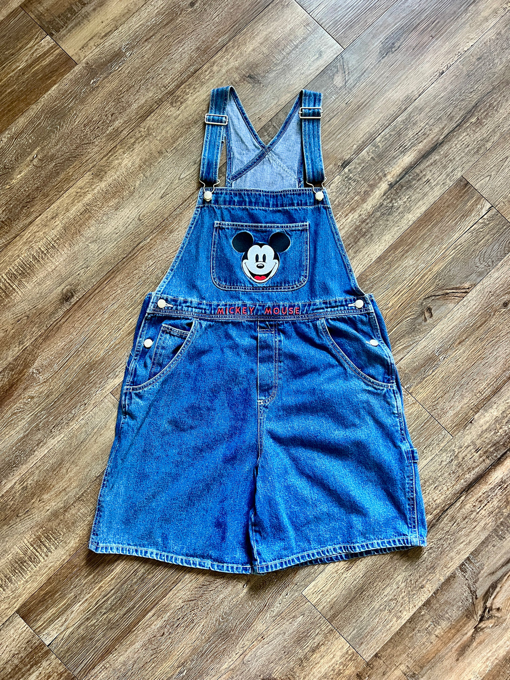 1398 - Denim Embroidered Mickey Mouse Overalls - 2XL