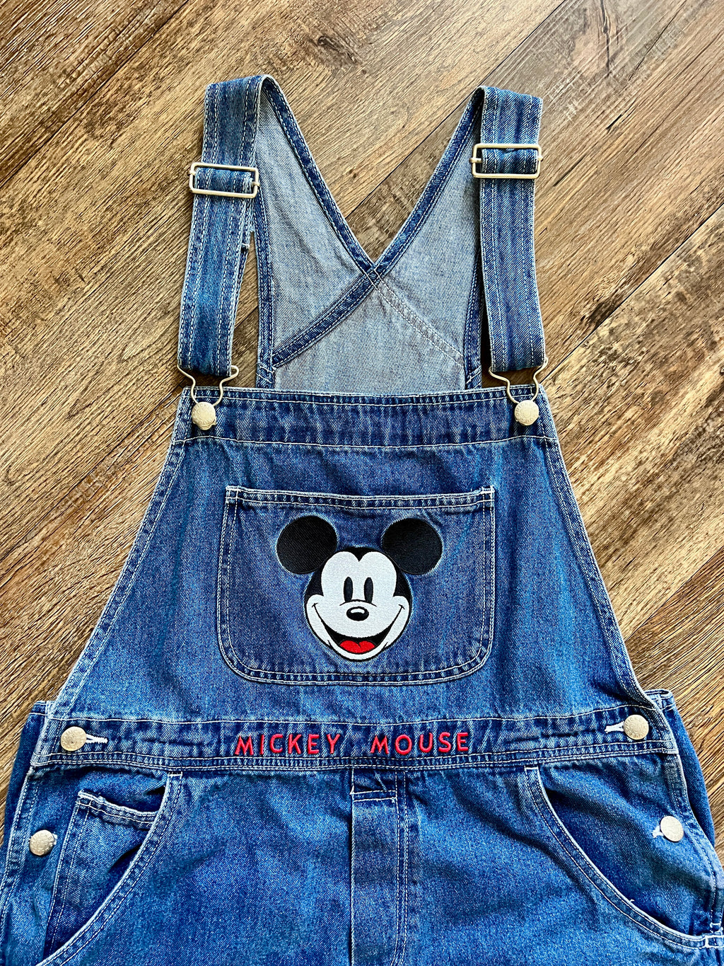 1398 - Denim Embroidered Mickey Mouse Overalls - 2XL