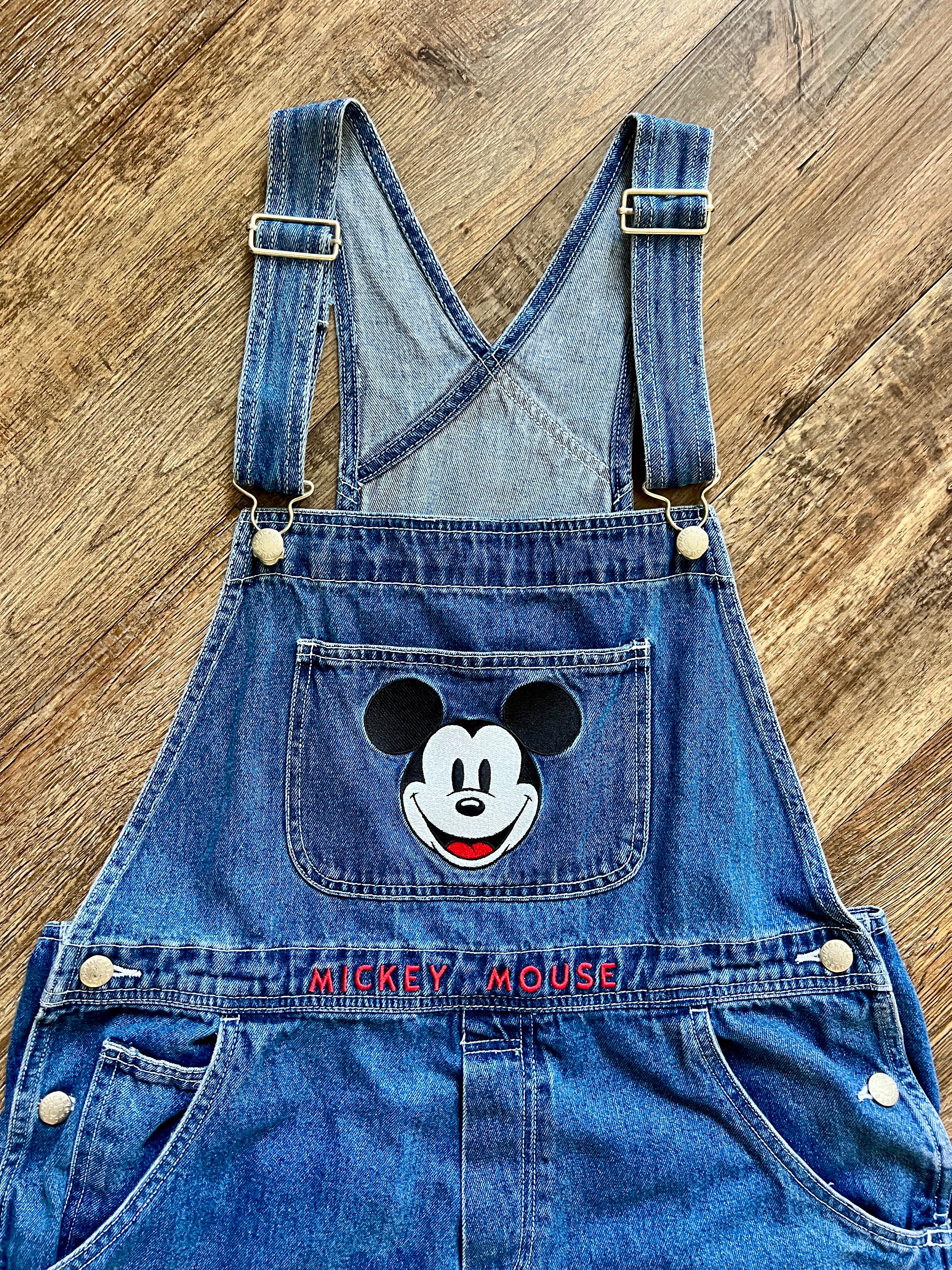 1398 - Denim Embroidered Mickey Mouse Overalls - 2XL