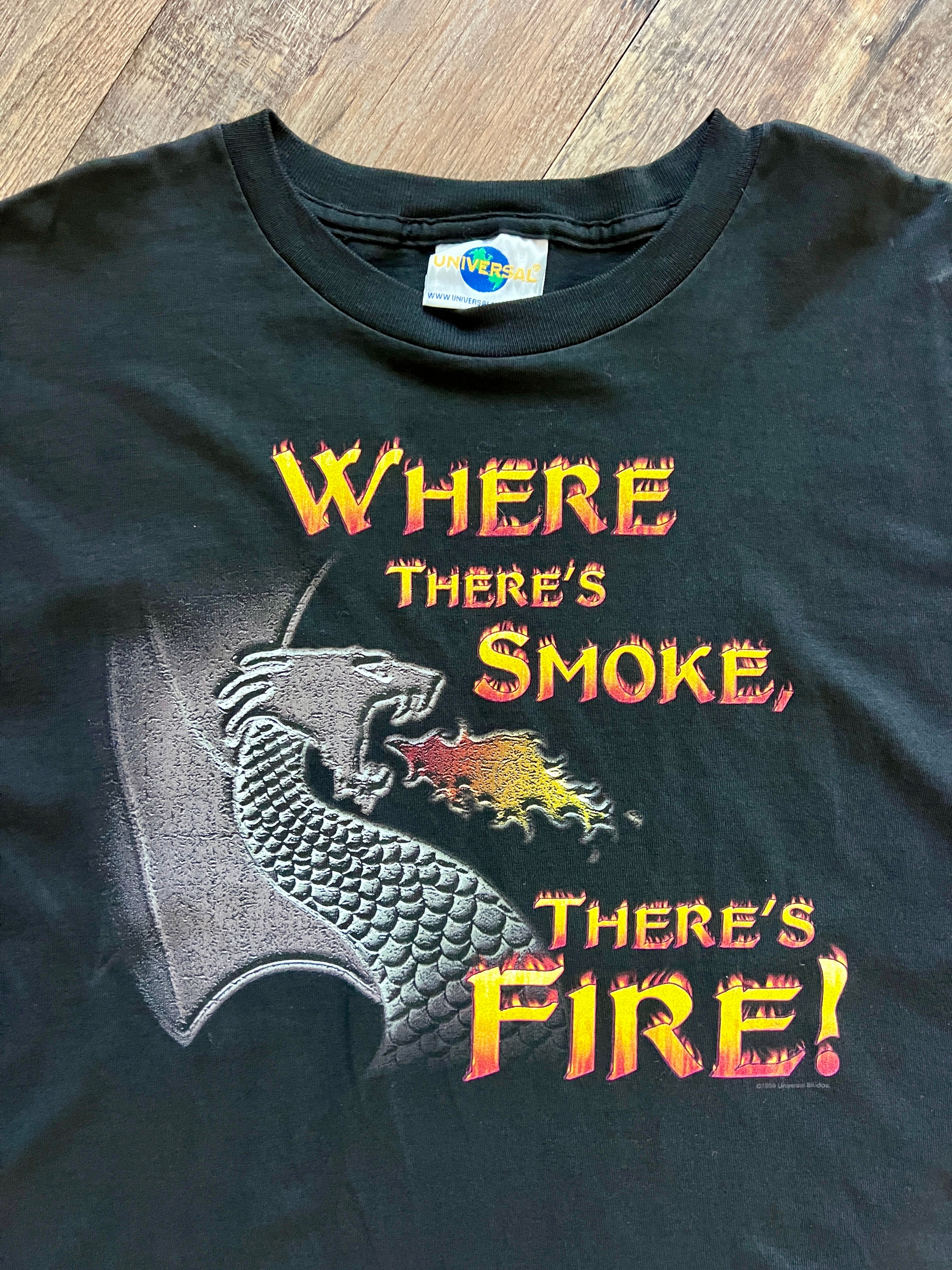 1399 - Black Universal IOA Where There's Smoke There's Fire Tee - L