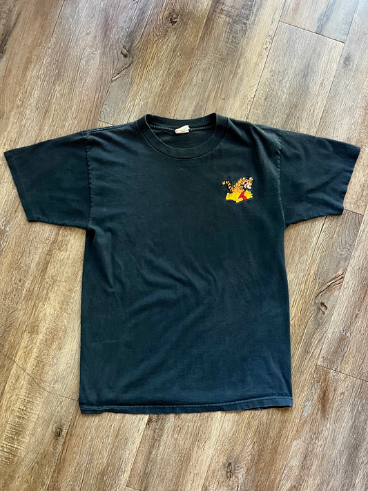550 -Black Embroidered Tigger Pouncing Pooh Pocket Tee - L